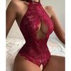 Полый кружевной сексуальный боди с открытой промежностью, женская пижама, нижнее белье, секс, лямка на шее, эротическое белье, эротические костюмы