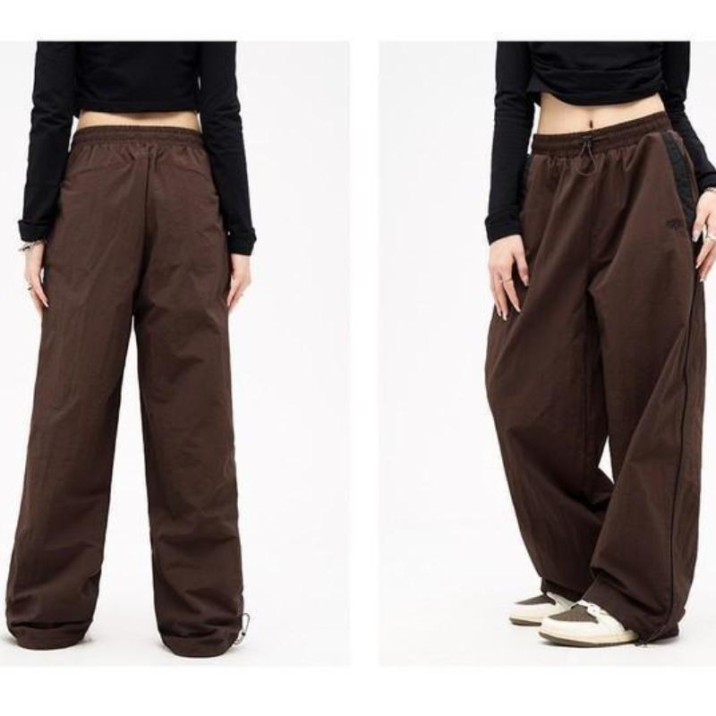 European and American Foreign Trade Spring and Autumn Fashion Personality Niche Street Women's Clothing Elastic High Waist Loose Sports Wide Leg Pants