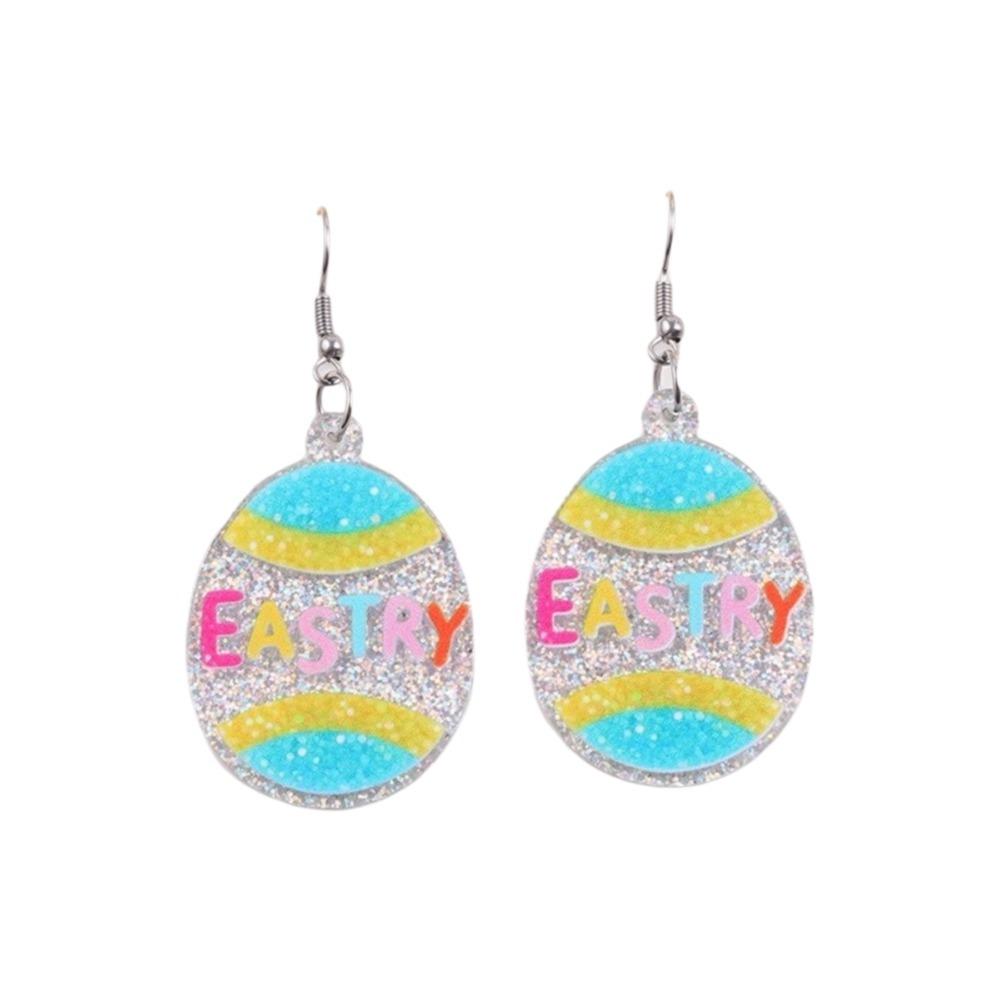 Cartoon Easter Egg Earrings Acrylic Easter Egg Dangle Earrings Bunny Pendant Earrings  Gifts