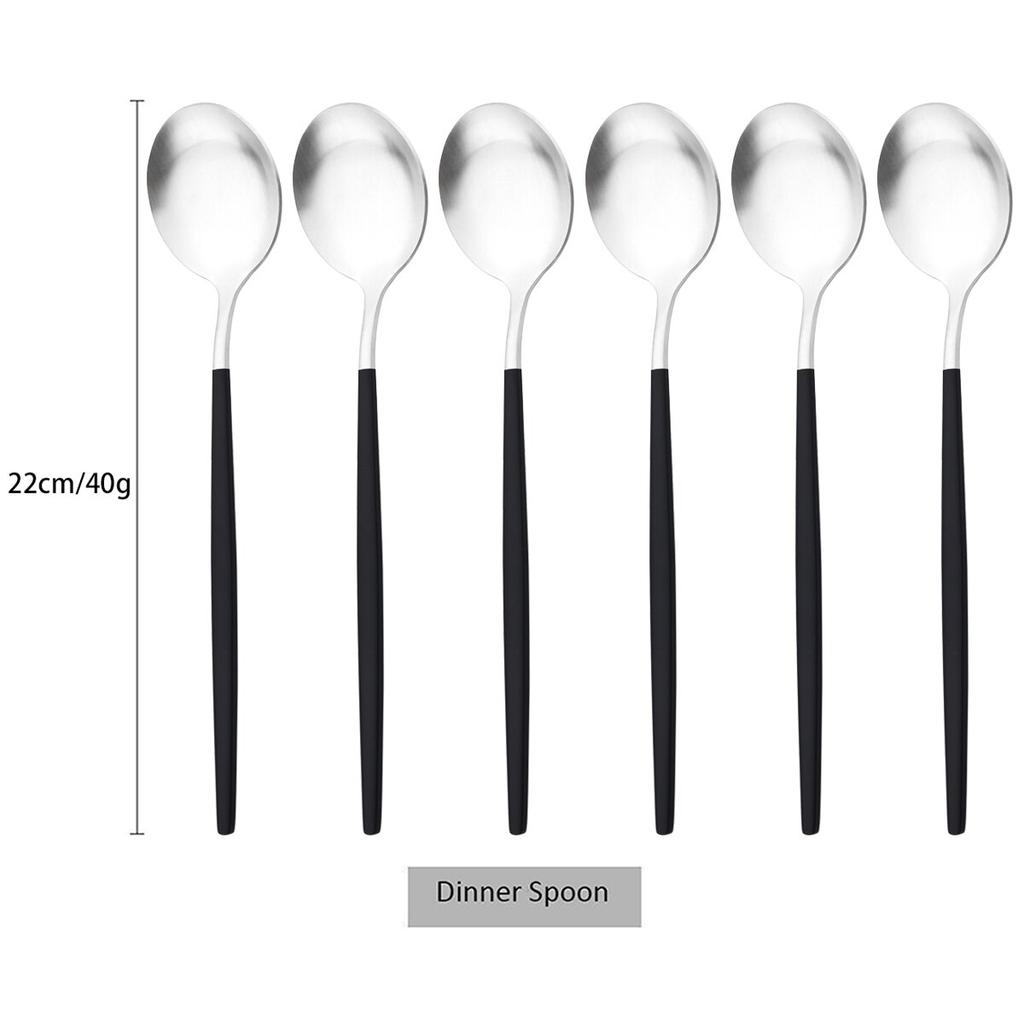 6 шт./компл., набор столовых ложек из черного золота, матовая западная нержавеющая сталь, столовые приборы, столовые приборы, десертная ложка, посуда, набор кухонных столовых приборов для вечеринок
