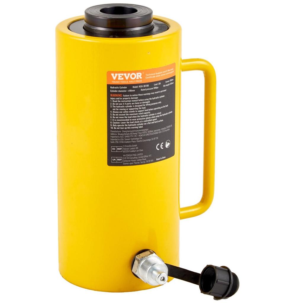 30Ton 4 Inch Stroke Hollow Hydraulic Cylinder Jack 66000LBS Lift Cylinder Industrial Durable Automotive Body Bending