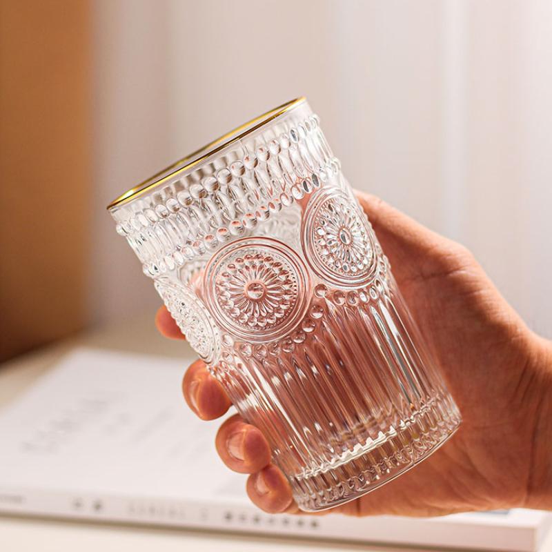 2 шт. 10,3 унций/12 унций, стакан для воды с рисунком подсолнуха, золотистый край, кружка для пива, кружки для сока, холодных напитков, роскошные кружки для чая, холодного кофе, посуда для напитков