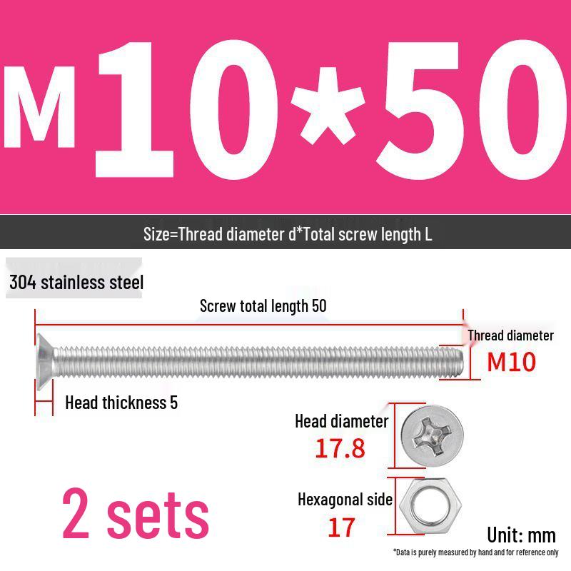 Набор Extra Long Phillips Flat Head Винтов и Гаек из Нержавеющей Стали 304 (2М, 3М, 4М)