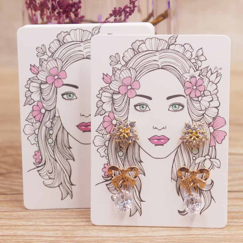 50 шт./лот серьги карты четыре держателя 5x7 см горячая девушка / абстрактная живопись бумажная карта ювелирные аксессуары упаковка карты