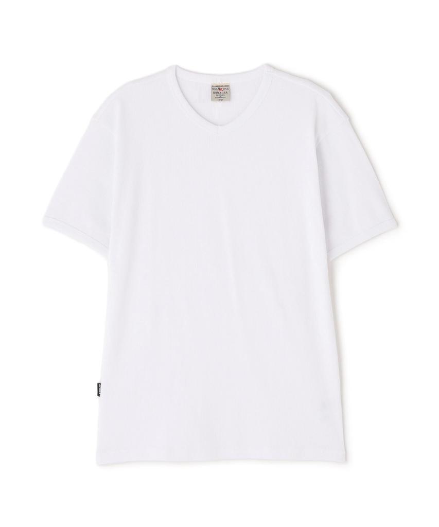 AVIREX DAILY MINI WAFFLE V-NECK T-SHIRT 6143149 men's S white