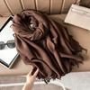 Scarf Women'S Winter Maillard Premium Korean Crumpled Solid Color Cashmere Casual Shawl Dual Use