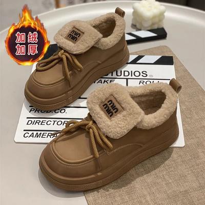 Женские зимние хлопковые ботинки на платформе, новинка осени и зимы 2025 года, теплые, дофаминовые, бархатные, студенческие, повседневные, кеды