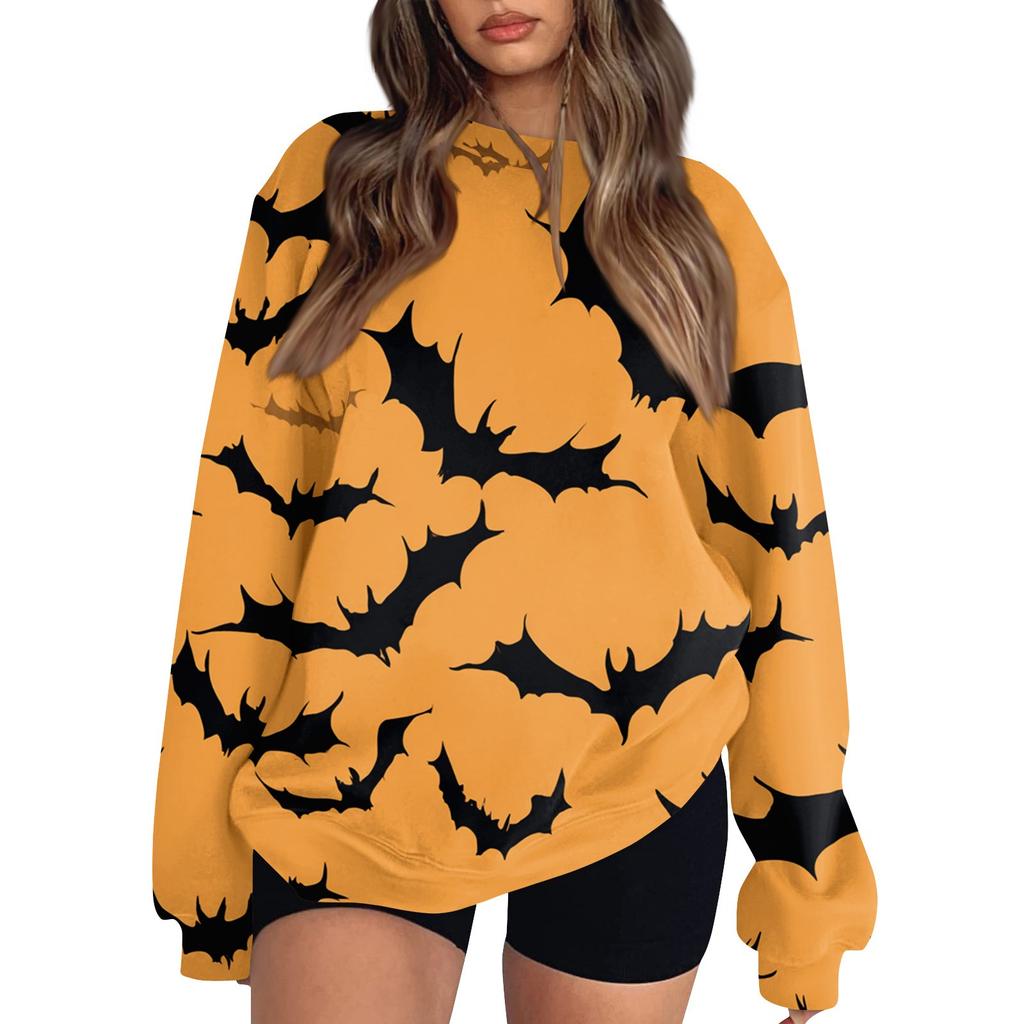 Женский модный повседневный свитшот с длинным рукавом и принтом на Хэллоуин