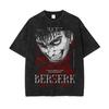 Berserk Print T Shirt Men Women Vintage Washed T-Shirt Anime Guts Graphic Tshirt Streetwear Tees Summer Casual Berserk Clothes