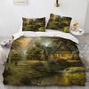Красивая картина пододеяльник комплект постельного белья из полиэстера размера King Queen для детей мальчиков девочек одеяло покрывало с рисунком домика и дерева