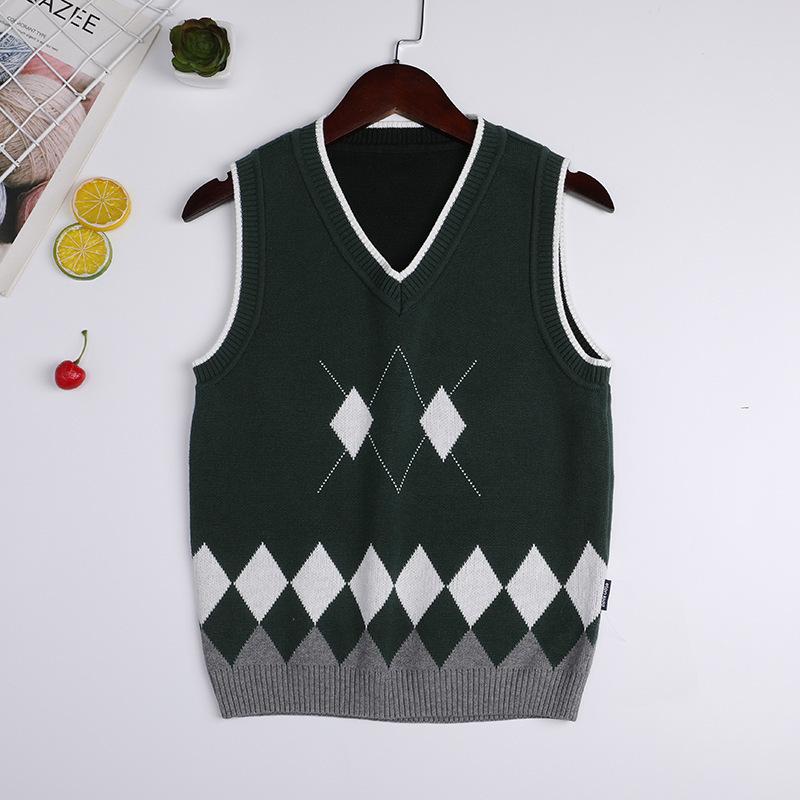 Подростковые жилеты Детский вязаный жилет Жилет-свитер для школьной формы для мальчиков и девочек 100% хлопок V-образный вырез Пуловер Преппи стиль Детские топы