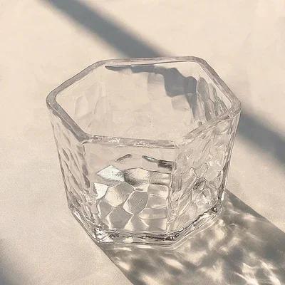 280ML Square Shaped Juice Glass Bottle Barware Whiskey Decanter Alcohol Perfume Wooden Cork Ransparent Set Espresso Cups