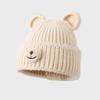 Cute bear ears knitted hat autumn and winter velvet thickened thermal ear protection hat loose face small wool hat woman