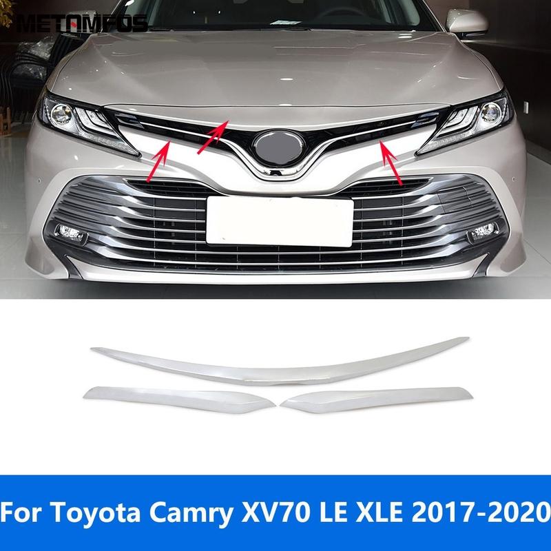 Для Toyota Camry XV70 LE XLE 2017 2018 Хромированная накладка на центральную решетку радиатора спереди Крышка капота спереди Аксессуары Стайлинг автомобиля