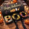 Festival Table Decorations Happy Halloween Candy Gift Box, BOO Letter Shaped Treat Container with Seasonal Home Decor Ribbon, Reusable Paper