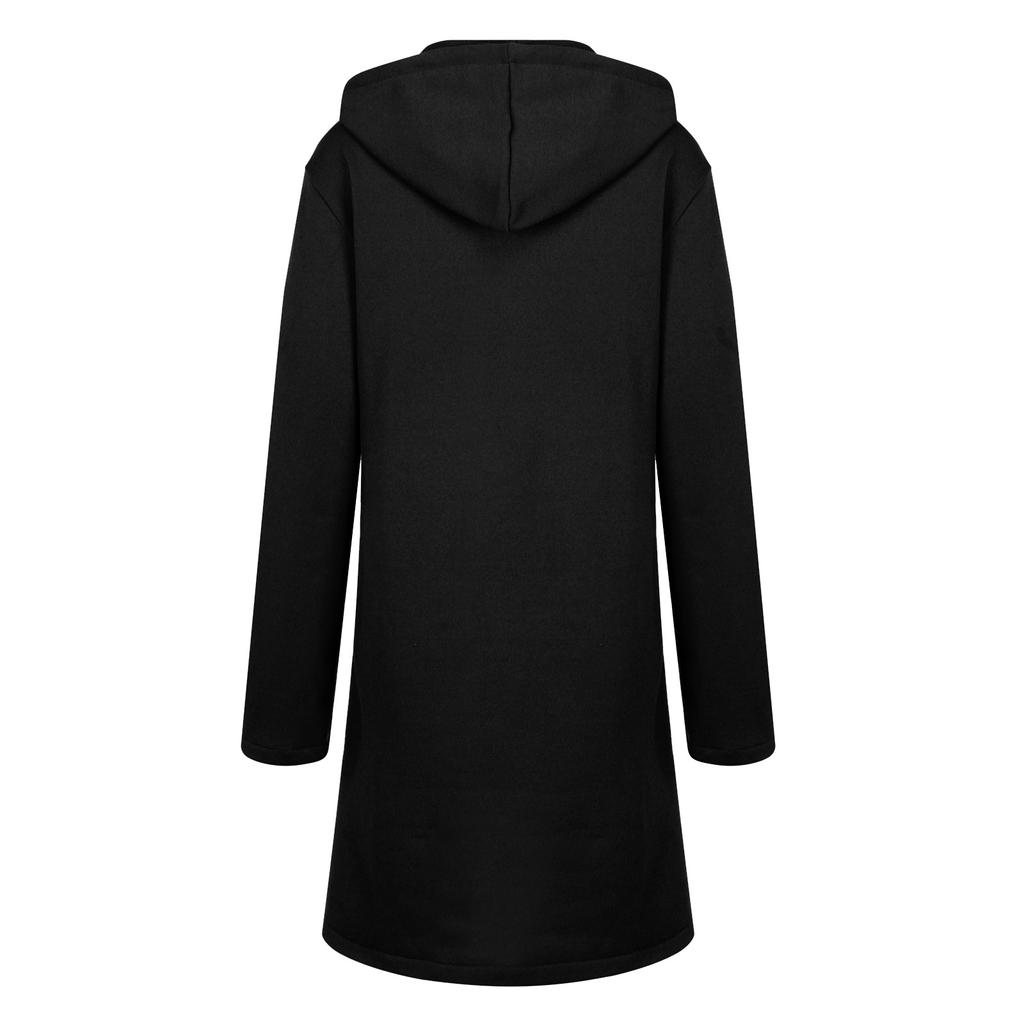 Женская повседневная свободная толстовка с длинными рукавами на молнии с капюшоном и длинной подкладкой, пальто