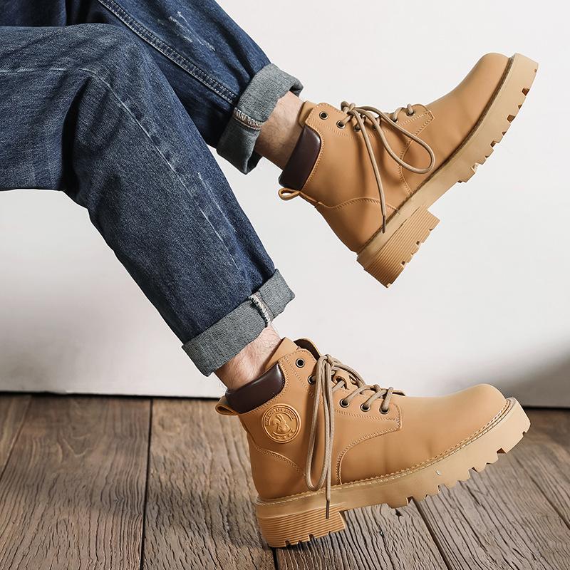 Martin Boots Men's Winter Thick-soled High-top British Wind Mid-top Short Boots Increase the Height and Kick the Big Yellow Boots 20240-M