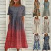 Women's Casual Dresses Printed Dresses Summer Dresses Printed Pleated Round Neck Midi Dresses Basic Classic Outdoor Daily Short Sleeve Loose Dresses