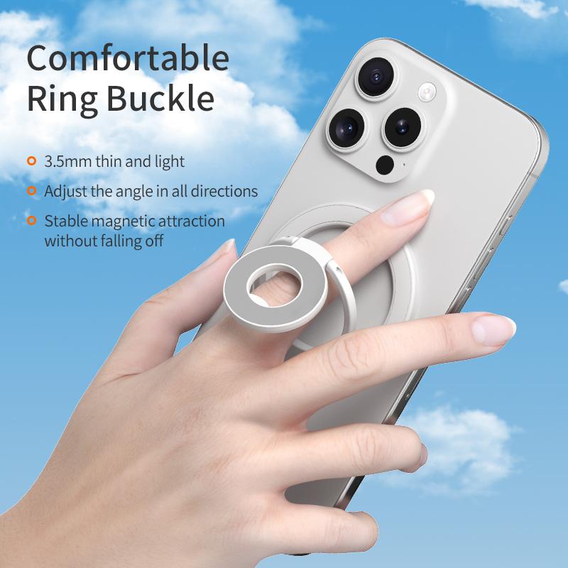 Tri-Fold Magnetic Kickstand Adjustable Angle Phone Metal Ring Holder