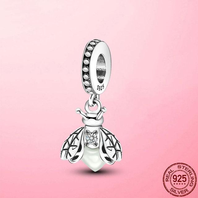 Оригинальный подвесной шарм с насекомыми из стерлингового серебра 925 пробы, бабочка, стрекоза, божья коровка, подвеска, бусины, подходят для модного браслета, оригинальные ювелирные изделия