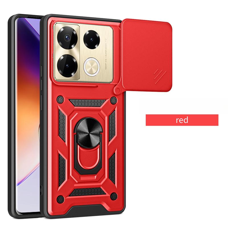For Infinix Note 40 Case Slide Camera Armor Phone Case for Infinix Note 40 Pro 4G 5G Note40 Pro Plus Car Holder Ring Black Cover