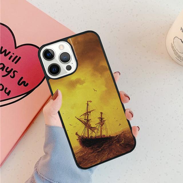 Старый корабль в лунную ночь на море Чехол для телефона Для iPhone 17 Air 15 16 16e 11 12 13 14 Pro Max Чехол Для iPhone 17 Air Max Plus Fundas