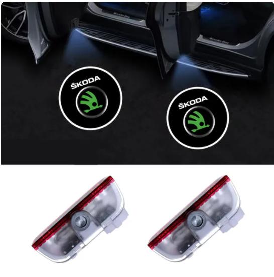 DAYB7 Wear-resistant Wireless Laser Projector Lamp 2PCS Car Door Emblem LED Welcome For Mazda Skoda Octavia A5 A7 RS Fabia Superb