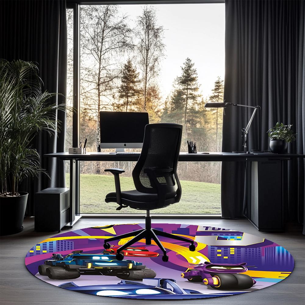 Batwheels Printed Round Rug Carpet Chair Rug Area Rug Entryway Doormats,for Office Chair Living Room Bedroom Kitchen Room.