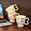 Кружка с бабочкой на высокой ножке Кофейная чашка Керамическая чашка для воды В стиле Ins Чашка для завтрака Подарок для девочек Нишевый Литературный стиль
