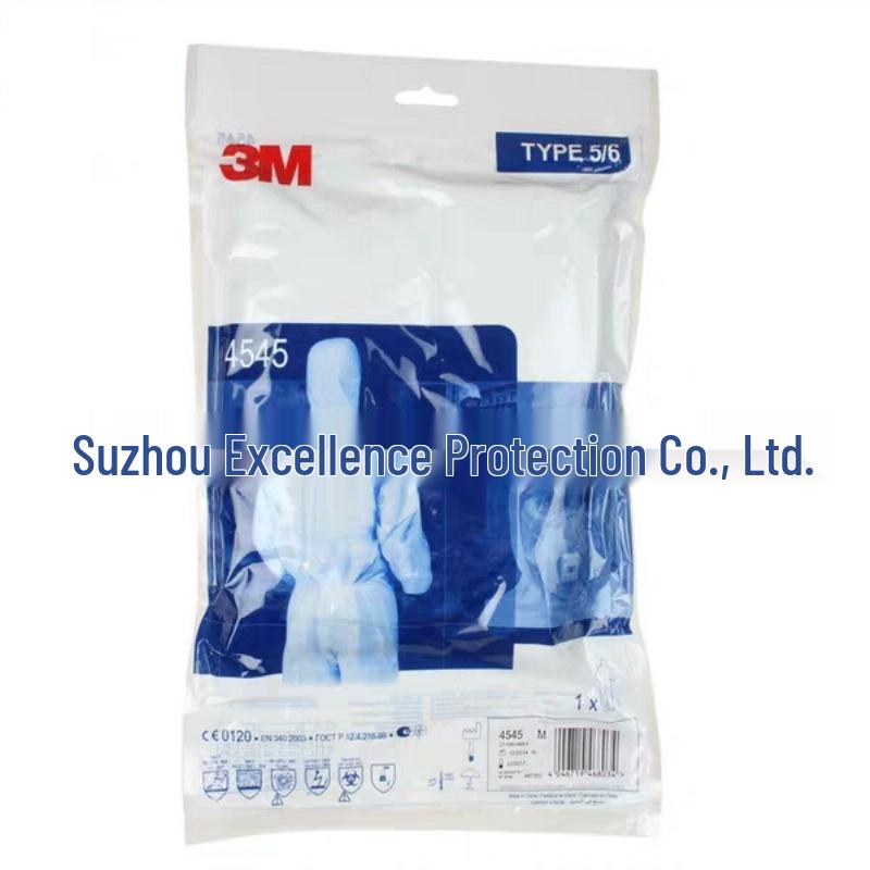 3M 4545 White Hooded Coverall: Dust & Splash Protection, Antistatic