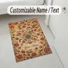 Floral Garden Theme Crystal Velvet Rug Personalized Custom Name Text Soft Floor Mat Home Decor