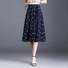 Женская летняя юбка с цветочным принтом и бантом, высокая талия, средняя длина, фасон А-силуэта, плиссированная юбка с принтом