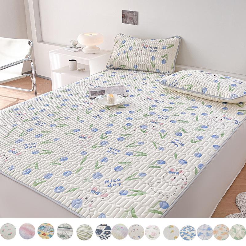 Тайский латексный летний коврик из трех предметов, летний коврик из ледяного шелка с принтом, моющийся, складной, прохладный коврик