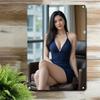 MiaOwl Металлическое Настенное Искусство Синее Платье Леди Жестяная Вывеска Прочный 2D Плоский Железный Декор для Дома Бара Кафе