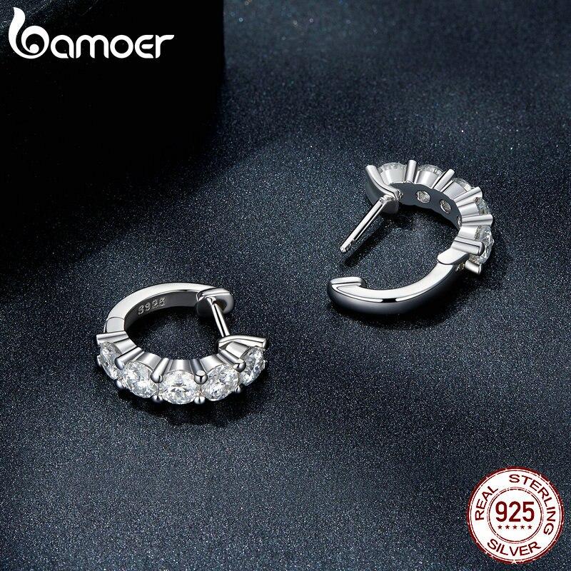 Серьги-кольца BAMOER D Color VVS1 EX из стерлингового серебра 925 пробы с муассанитом, блестящие 3,5 мм, круглые серьги с лабораторным бриллиантом и платиновым покрытием