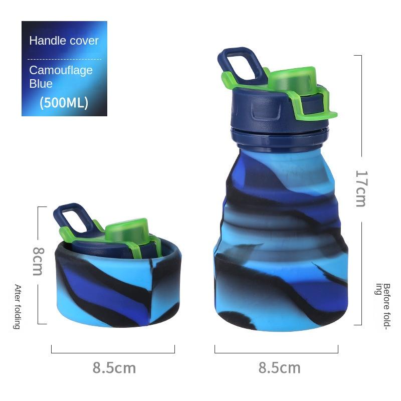 Outdoor Activity Latest Product Silicone Folding Cup with Handle Travel Workout Athletic Water Bottle Hand Warmer Lightweight Anti-Fall Big Belly Cup