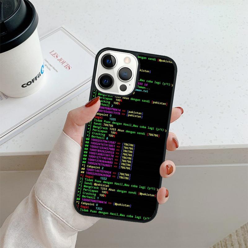 Чехол для телефона с изображением хакерского компьютерного кода Для iPhone 16 15 14 plus XR XS 11 12 13 pro max Защитный чехол coque