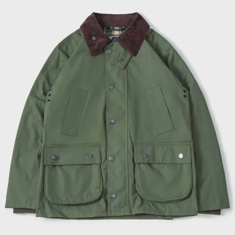 Unisex British Retro Corduroy Collar Hunting Windbreaker