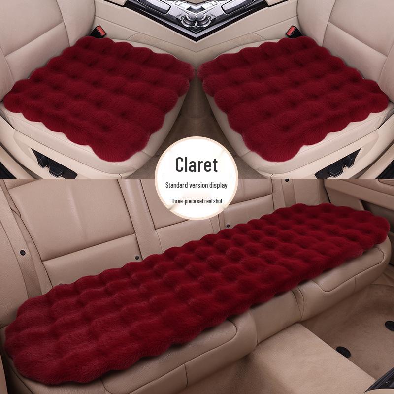 Зимний флисовый плюшевый чехол на сиденье автомобиля из кроличьего меха, комплект из 3 предметов