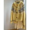 2025 Autumn Sweaters Cardigan Yellow Women Pattern Printing Buttons Sweaters Knitting Loose Sweater