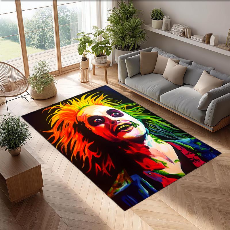 Beetlejuice Printed Crystal Velvet Area Rug, Soft Anti-Slip Water Absorbent Floor Mat for Living Room Bedroom