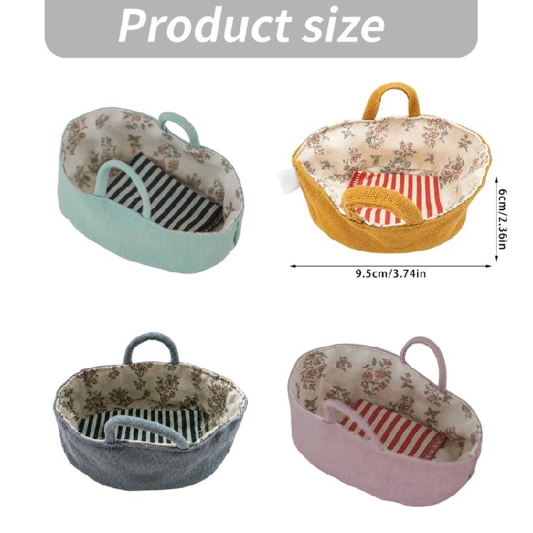 Small Doll Display Bassinet Accessory for Small Cloth Dolls, Soft Fabric Bed for Daily Doll Play and Tabletop Styling