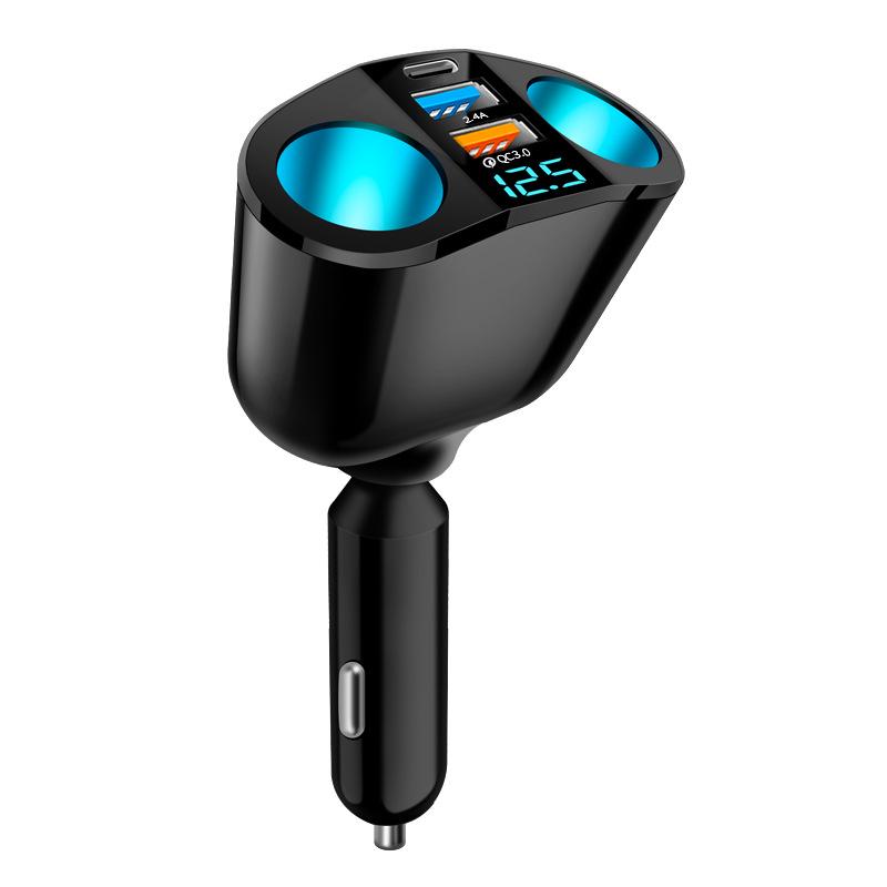 Dual USB-C Car Charger with Digital Display & QC3.0 Fast Charge