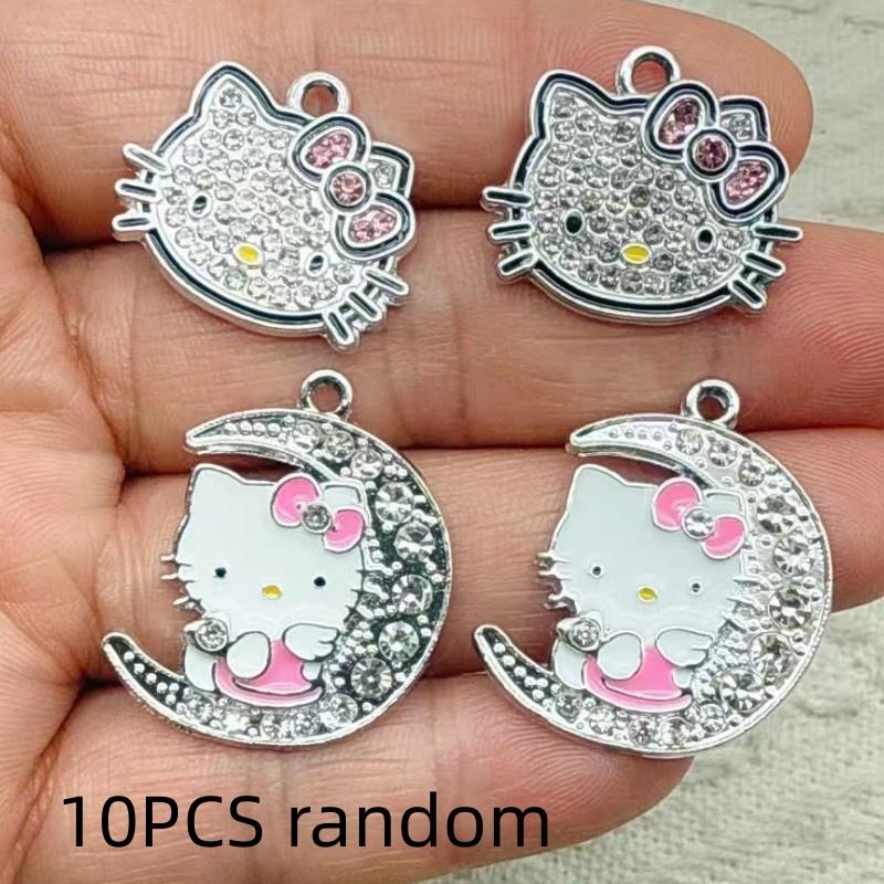 10/40PCS Cartoon Moon Cute Cat Necklace Pendant Accessories Simple and Personalized Kitten Handmade DIY Pendant
