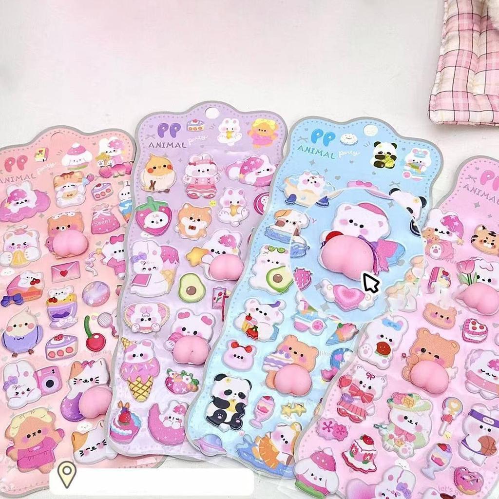 Phone Case Stickers Kids 3D Stickers Self-adhesive Animal Cute Toys Bear Craft Toys For Diary Scrapbook Pencil Case Tablet Etc