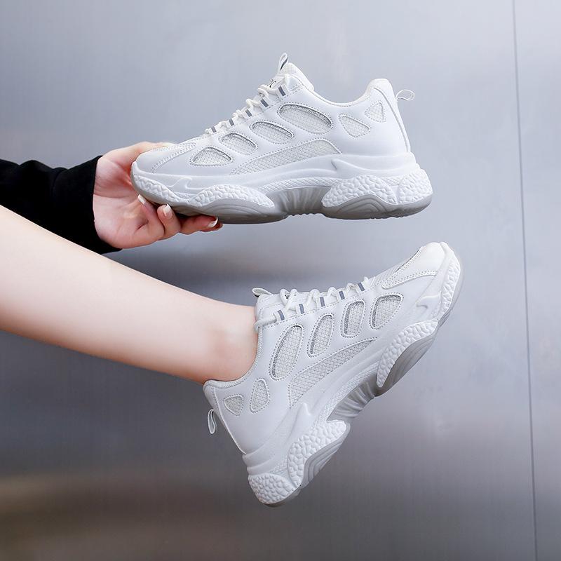 Белые женские туфли Кроссовки на толстой платформе с нескользящей подошвой Осенняя классика Дышащая обувь для бега Теннисные туфли Zapatos Mujer