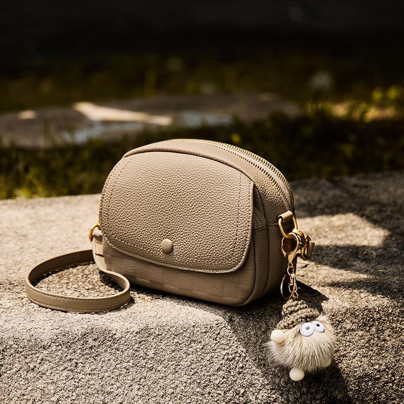 Mrs. Qiao Bag for Women 2025 New Autumn Winter Versatile Ladies Small Round Bag High-end Crossbody Small Bag Genuine Leather Women's Bag