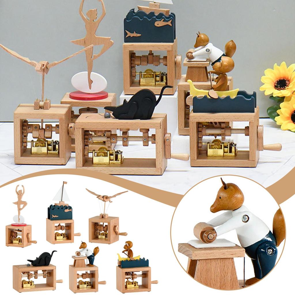 Music Box Are My Sunshine Hand Crank Wooden Mechanism Musical Boxes Cute Vintage Keepsake Box Gifts For Girls Women Mom Boys