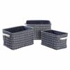 Storage Basket - DKD HOME DECOR - Set of 3 - Polyester - 38x28x25 Cm - Navy Blue/White