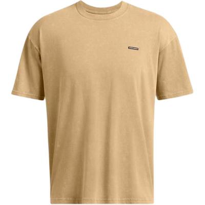 Футболка Ua Logo Wash Solid Color Training Breathable Soft Short Sleeve T Shirt Men Tops Camel-Brown 1389147-263